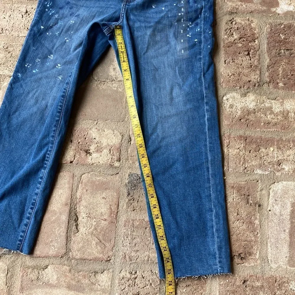 New Express Paint Splatter Super High Rise 12” Mom Jeans Size 8 - Picture 8 of 14
